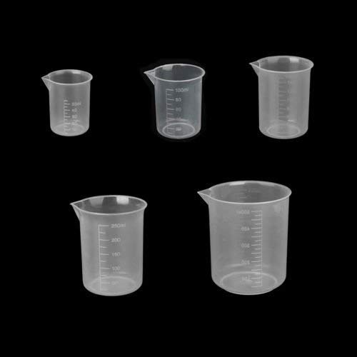 Gem Lab 50ml 100ml (250ml-2) 500ml Plastic Science Beaker Set Measuring Cup - 5pcs