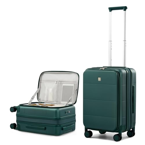 Image of Hanke Hardside Expandable Carry On Luggage, 20 Inch Top Opening Trunk Luggages with Spinner Wheels, All-PC Hard Shell Carry-On Suitcase, Lightweight & TSA Airline Approved (Blackish Green, 46L)