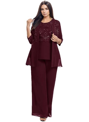 3 Pieces Mother of The Bride Dresses for Wedding Formal Mother of The Groom Pantsuits Evening Gowns for Women