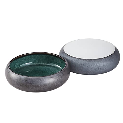 terrace&dragon Assiette creuse, glaçage, faïence (22,5 cm, bleu et noir) Cover