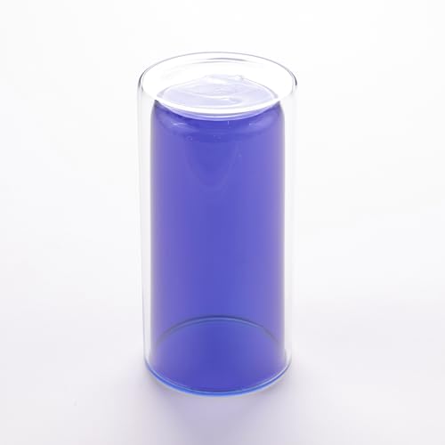 Image of The Better Home Coloured Double Wall Glass Cup (2Pcs - 250ml) | Drinking Glass | Water Glass Cup Set | Glass Tea Cups | Tea Glass | Glass for Water | Drinking Glass (Blue)