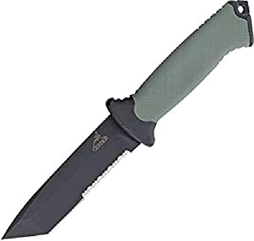 Gerber Gear Prodigy Tanto Survival Knife, Serrated Edge, with Camo Sheath [31-000558]