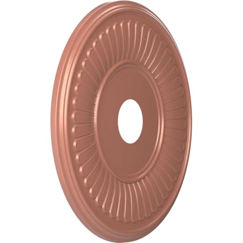 Image of Ekena Millwork CMP19BEFCP Berkshire Thermoformed PVC Ceiling Medallion (Fits Canopies up to 8 3 /8 inch), 19 inchOD x 3 1 /2 inchID x 1 inchP, Universal Pearl Metallic Champagne Pink
