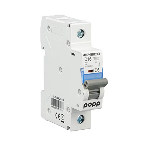 POPP® Interruptor Automático Magnetotérmico industrial CURVA C 1P 2P 3P + 6A 10A 16A 20A 25A 32A 40A 50A 63A (1P, 16A)