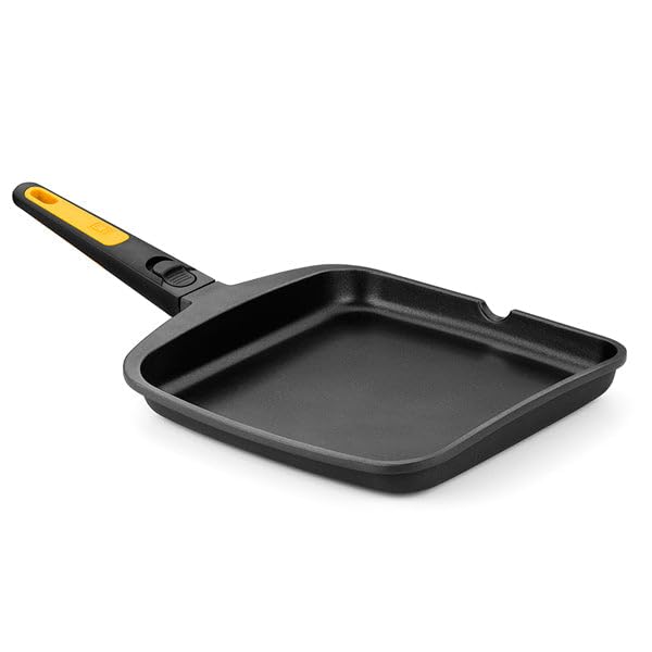 BRA Fast Click | Grill 28 cm liso, aluminio fundido, con antiadherente, full induction, apto para todo tipo de cocinas