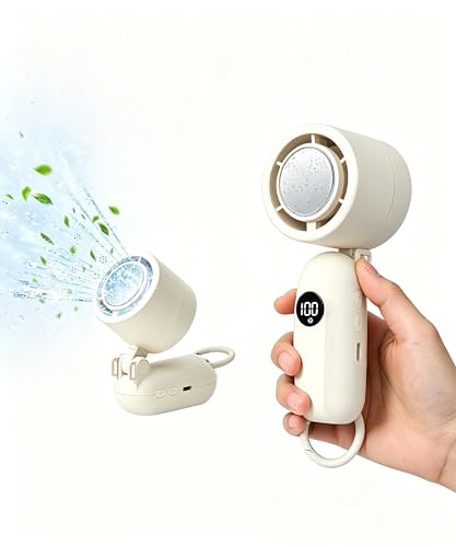 ハンディファン 携帯扇風機 【2026強化版モデル・瞬間冷却・超大風量】 冷感プレート付き 大容量バッテリー付属 長時間稼働 6枚羽根 静音 小型 軽量 1-100無段階風量 Type-C 充電式 LEDディスプレイ 首掛けでき 手持ち 卓上用 持ち運びに便利 熱中症対策 暑さ対策 オフィス/スポーツ観戦/花火大会/夏祭り カラビナ付き 日本語取扱説明書付きの商品画像（Amazon）