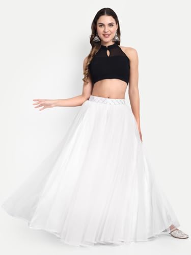 Image of TILISM Women's and Girls Solid Satin Long Skirt
