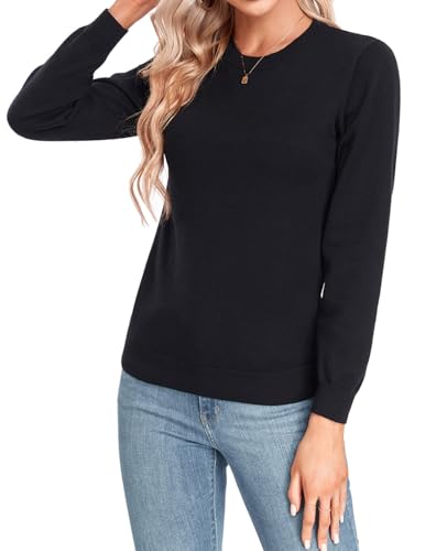 Image of MINTLIMIT Women Lightweight Sweater Crew Neck Soft Knit Casual Basic Long Sleeve Pullover Fall Sweater Blouse Top