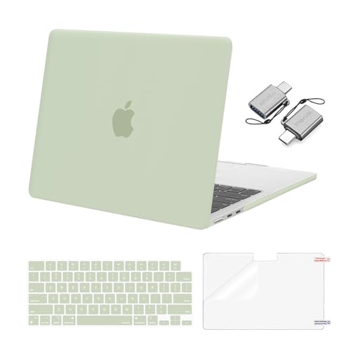 Image of MOSISO Compatible with MacBook Air 13 inch Case M5 2026 M4 2025 M3 M2 2024-2022 A3449 A3240 A3113 A2681, Hard Shell&Keyboard Cover&Screen Film&Type C for MacBook Air 13.6 inch Case, Sage Green