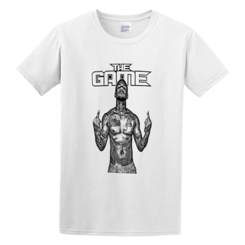 XINJIEDIAN The Game Rapper Hip Hop Dance Star Graphic Cool T-Shirt White XXL