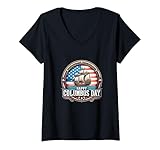 Mujer Camiseta del Día de la Hispanidad Cristóbal Colón Italian Navigator Camiseta Cuello V