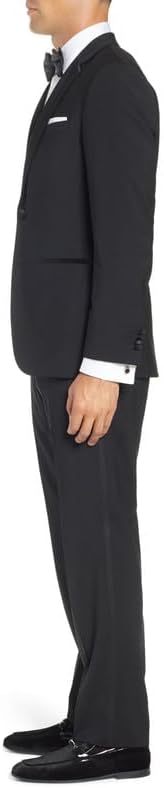 Adam Baker Men’s Slim Fit & Classic Fit Tuxedo Pants for Men | Formal Dress Pants | Satin Stripe & Expandable Waistband