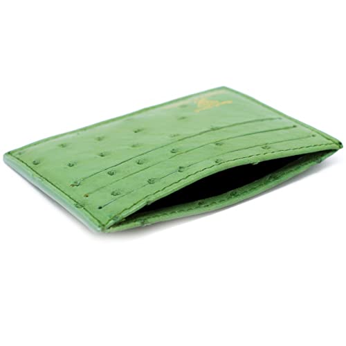 Real Ostrich Skin Handmade ID CardHolders Wallet For Men And Women (Green)4