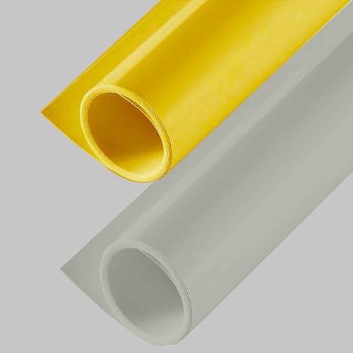 Image of SMILEDRIVE Photography Background Sheets, 60 x 120 cm, Grey & Yellow | Waterproof, Wrinklefree, PVC Material