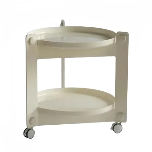 Artispro サイドテーブル 丸型 360°回転キャスター付き 可移動ベッドテーブル ティーテーブル サイドワゴン 北欧リビングソファテーブル ナイトテーブル 2段式 小物置き 落下防止 組立簡単 コンパクト 多機能収納ラック 省スペース 小型家具 お