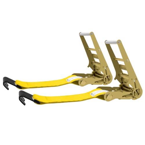 SALUINOKI 2 Pack 4 inch Ratchet Flat Hook Heavy Duty Yellow x12 inch(No Strap), Compatible with 4 inch Winch Straps for Flatbed Trailer