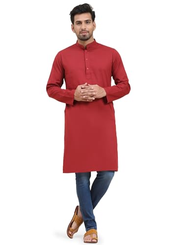 Image of SKAVIJ Mens Cotton Casual Wear Everyday Use Modern Kurta