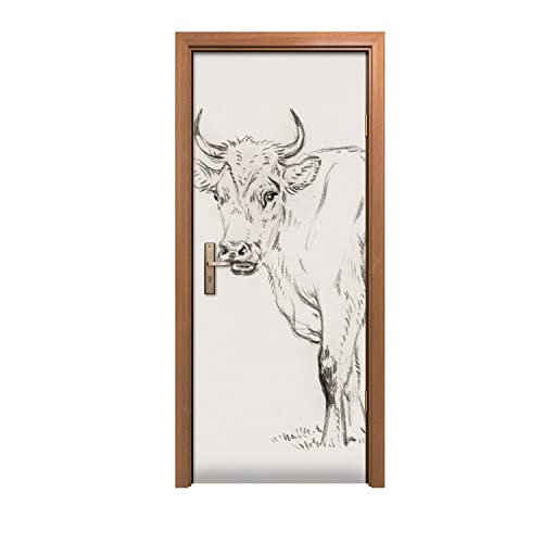Autocollant de porte vache 90x200cm pour décoration de design d'intérieur
