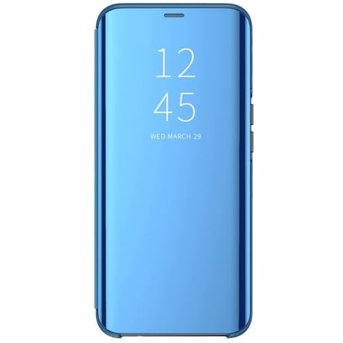 Funda de Lujo para Samsung Galaxy Z Fold 2, de Cuero con Espejo Transparente y Tapa abatible, con función Atril, para Samsung ZFold 2 SM-F916B, Color Azul