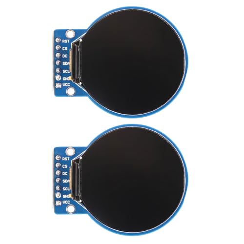Tiardey Pantalla LCD TFT de 1,28 Pulgadas para Arduino, RGB, IPS, Color, SPI, Redonda, Desnuda, GC9A01, 2 Unidades