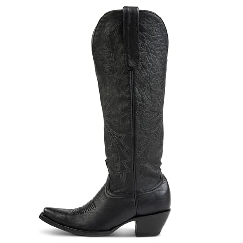 Knee High Cowboy Boots Women Retro Slip On with Classic Embroidery Pointed Toe, and Chunky Low Heel for Western Style2