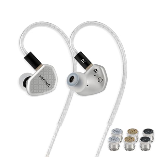 Image of HiFiGo Kefine Klean SV in Ear Monitor,10mm DLC Diaphragm Dynamic Driver IEM HiFi Earphones,Wired Gaming Earbuds with Replaceable Nozzles,Detachable Silver-Plated Cable for Audiophile (3.5mm, Sliver)
