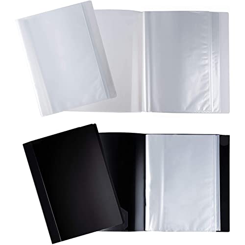 Presentation Book - 4-Pack Display Book with 40-Pocket Sheet Protector, Portfolio Folder for Document, Sheet Music, Art, for 8.5 x 11-Inch Inserts, 2 Clear and 2 Black Folders
