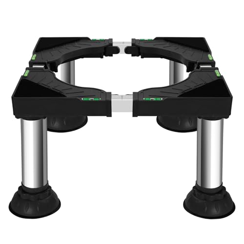 Image of Ailahloe Black Mini Fridge Stand Adjustable Washer and Dryer Pedestals Stand with 4 Strong Feet Heavy Duty Laundry Pedestal for 16-24 Inch Appliance 450 Pounds Stand (10.2" to 11.4" Height)