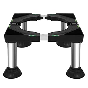 Ailahloe Black Mini Fridge Stand Adjustable Washer and Dryer Pedestals Stand with 4 Strong Feet Heavy Duty Laundry Pedestal for 16-24 Inch Appliance 450 Pounds Stand (10.2″ to 11.4″ Height)