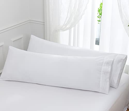 Aormenzy Microfiber Pillow Cases, Body Size, White, Set of 2