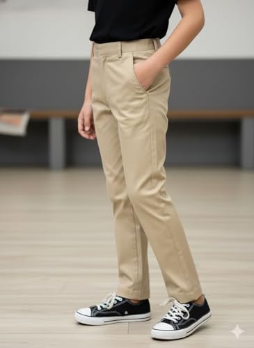 Image of A.T.U.N. (ALL THINGS UBER NICE) Boys Regular Fit Formal Chinos | Smart School & Occasion Wear Bottoms | Smooth, Comfortable & Tailored Look Pants