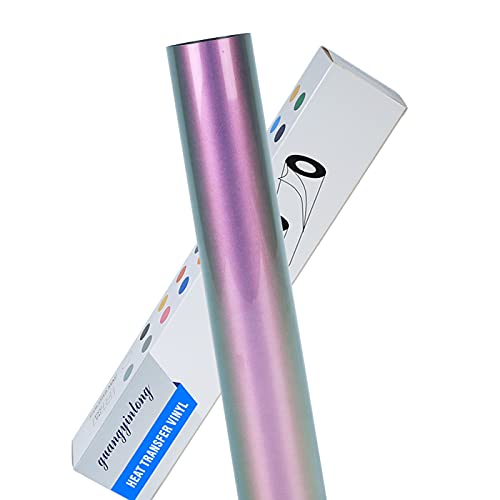 Image of Guangyintong Chameleon HTV Rolls, 12 inch x 8ft Purple to Green Iron on Vinyl for T-Shirts, Changing Color Heat Transfer Vinyl for All Cutter Machines, Easy to Cut & Weed for DIY Design