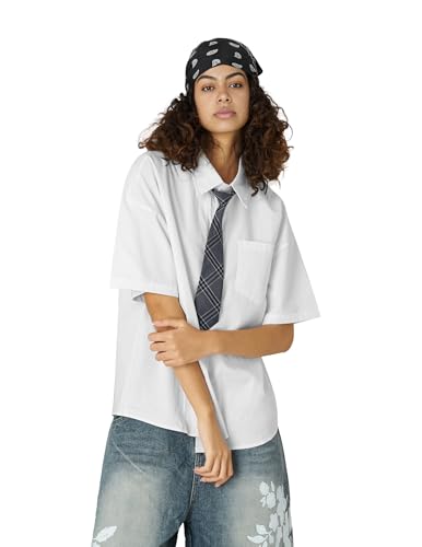 Aelfric Eden Button Down Shirts Oversized Unisex Plaid Tie Short Sleeve Shirt Casual Streetwear Summer Tops2