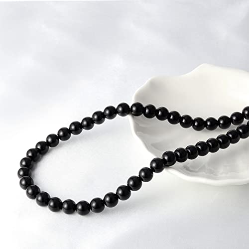 8Mm Black Pearl Necklace For Women Fashion Round Pearl Jewelry Gifts For Women 16,18,20 Inches #TOP4