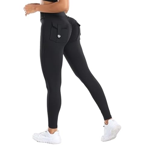 JOJOANS Cargo Leggings with Pockets for Women High Waisted Yoga Workout Pants（Black XXL） Cover