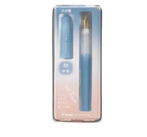 Image of Pilot Kakuno Madoromi Light Blue Fountain Pen Gold Medium Nib, Pack of 1, Black Ink