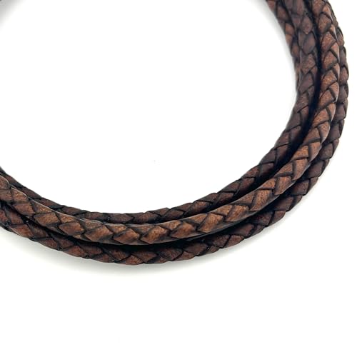 Bolo Supply Co. - 4mm Braided Leather Cord for Jewelry Making, Bracelets, Necklaces & Bolo Ties – Top Grain Leather, Flexible, Durable & Soft (Dark Brown, 6 ft)