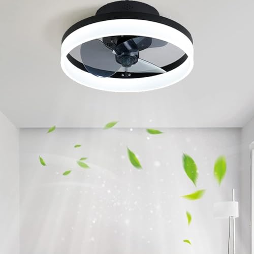 Ventilador de Techo con 6 velocidades, 3 Colores Regulables, para Interiores, silencioso, 3 aspas, con Control Remoto, 40 cm, Color Negro, Ideal para Dormitorio, Sala, Comedor y co