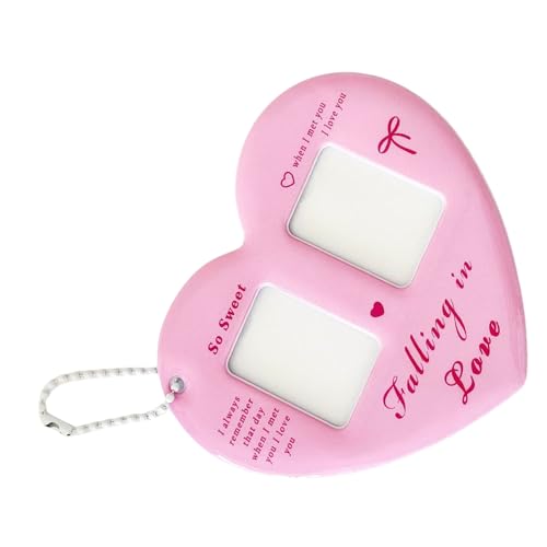 XUZHID Photo Card Holder?Portable Heart Shape Photo Card Holder Keychain for 1 Inch Photos with Double Grids Card Case Photo Sleeve Covers Sleeve