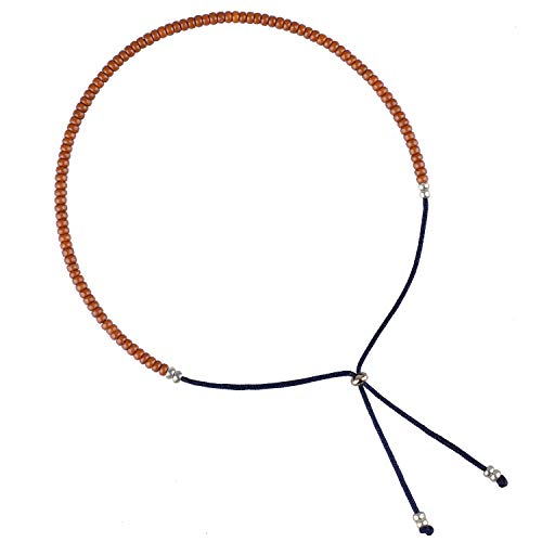 KELITCH Thin Link Bracelet Handmade Rope Friendship Summer Seed Bead Adjustable String Strand Bracelets for Women Girls -Cool Orange