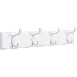 Percheros Juveniles Ikea SONGMICS - Perchero de pared, perchero de pared, armario con 4 ganchos dobles de metal, mueble para entrada, para bolsas, abrigos, pasillos, salón, dormitorio, blanco LHR23WT