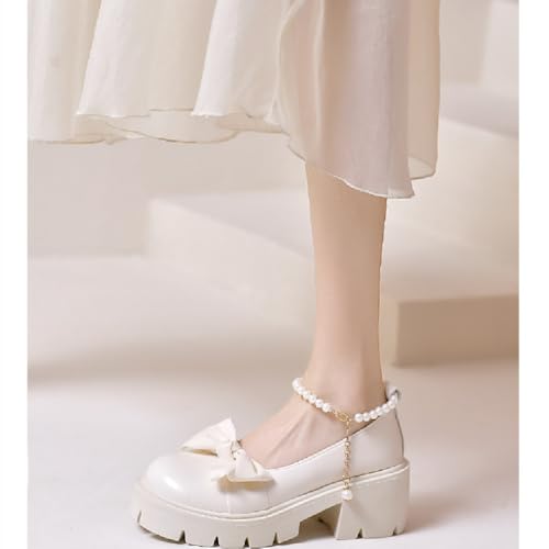 Image of Women's Platform Mary Janes Heart Cat Buckle Rivets Ankle Lolita Gothic Princess Platform Pumps Patent Leather Thorn Vintage Traditional Embroidery Upper Dress Shoes