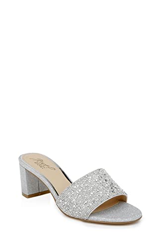 Jewel Badgley Mischka Della Glitter Block Heel Mules