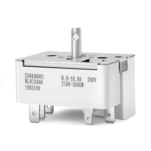 PAVIDANKER 316436001 Range Surface Burner Infinite Control Switch Replacement for Frigidaire/Kenmore Compatible with 316021501 1155395 AP3885460 PS1145040 5304506425 AH1145040 Fits 8 Inch Stoves