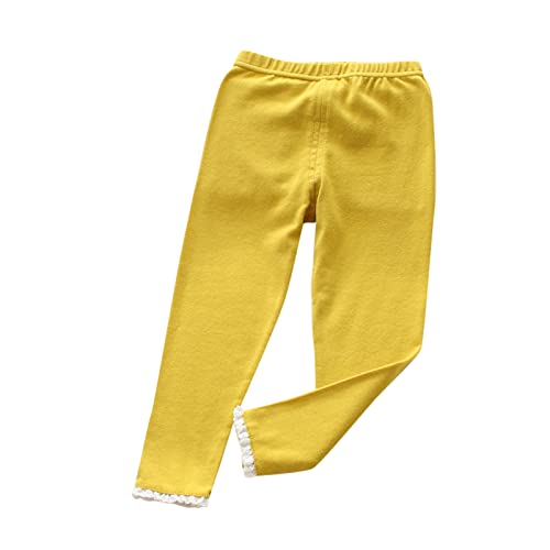 KAGAYD Toddler Baby Girls Ruffled Pants Leggings Soild Color Trousers Clothes Stretchy Basic Ninth Ankle Length Pants