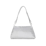 corios borsetta da sera donna glitterata pochette borsa a mano elegante borsa a tracolla borsa scintillante borsa a spalla per cocktail festa cerimonia ballo argento