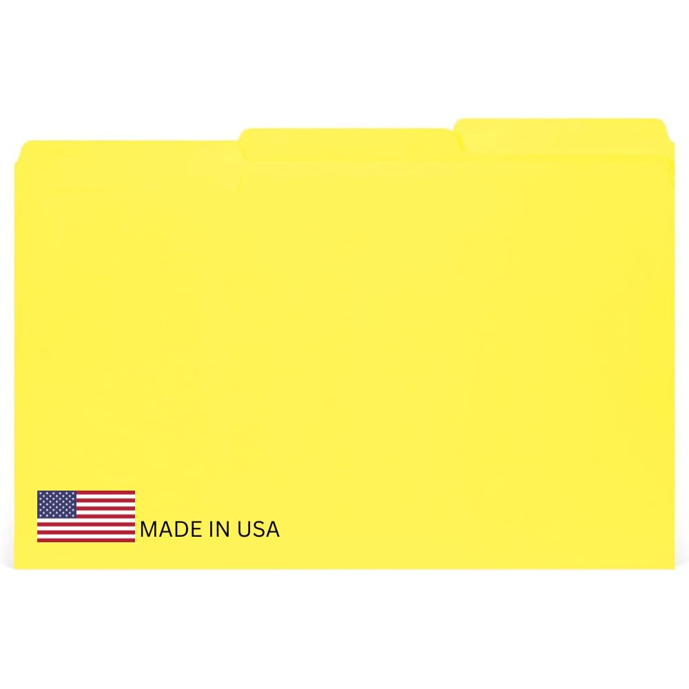 The File King Yellow File Folder - Legal Size | Box of 100 | 1/3 Cut Top Tab | Organize Papers for Easy Storage | Made in America