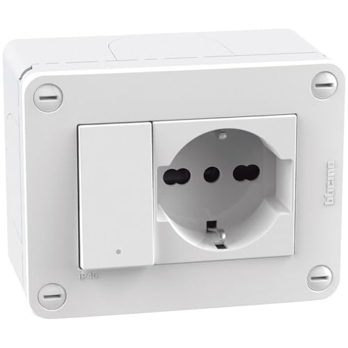 BTICINO IDROGO Soluzioni per l'installazione Bianco S28403W2F Scatola IP40 3 moduli - con interruttore + presa std Germania