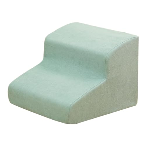 DancJulieペット用階段 猫 犬スロープ階段 犬用ステップ 2段踏み台 3色 35° 緩やかな傾斜 ペット用高密度フォーム ソフトクッション付きステップ 安定性 滑り止め カバー取り外し可能 洗える 猫用 小型犬 室内犬 高齢犬 (青)