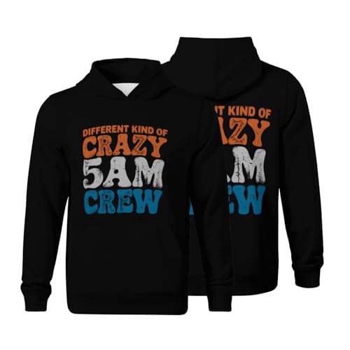 Kids Funny Workout Squad 5 AM Crew Funny Gym Saying Boys Girls Lightweight Kangaroo Pocket Fleece Hoodies